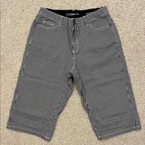 Black and white Bermuda shorts